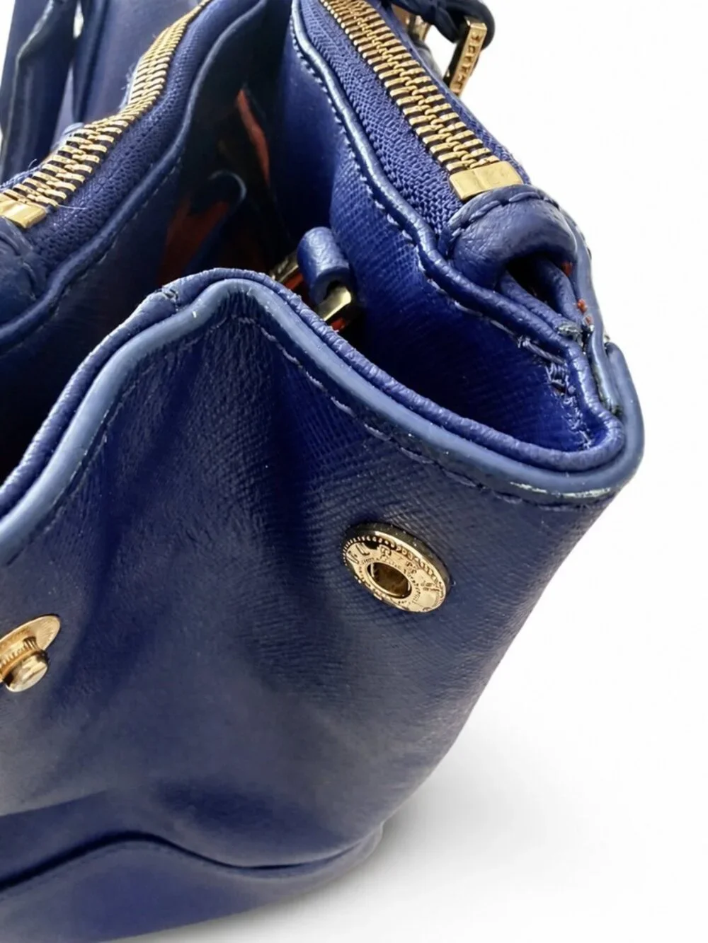 Tory Burch Blue Leather Double Zip Tote Bag